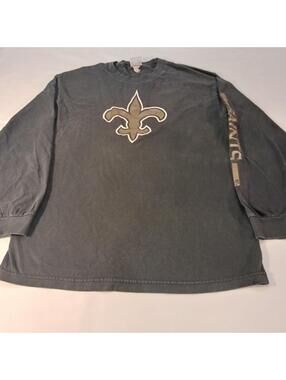 NFL Team Apparel New Orleans Saints Long Sleeve Black Football Shirt Men's L